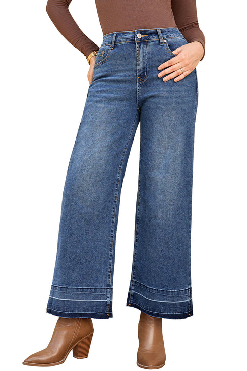 Raw Hem High Waist Straight Leg Loose Jeans
